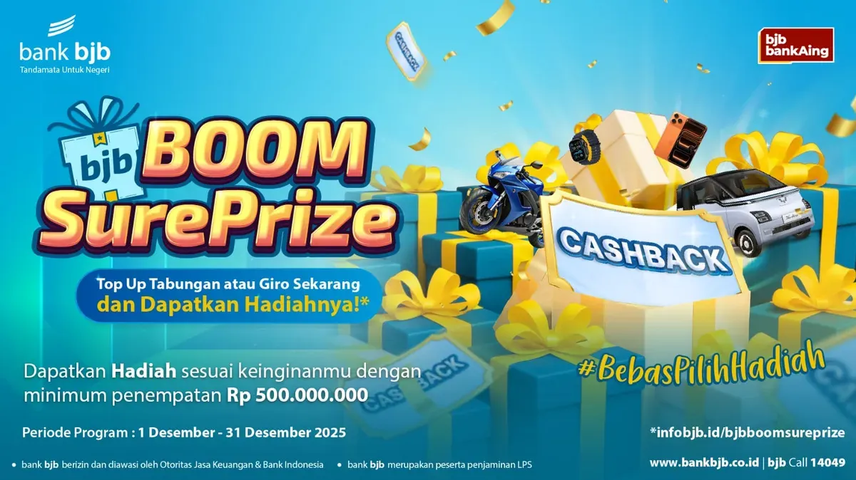 bank bjb meluncurkan bjb Boom SurePrize, program promo menabung akhir tahun dengan berbagai hadiah menarik bagi nasabah.