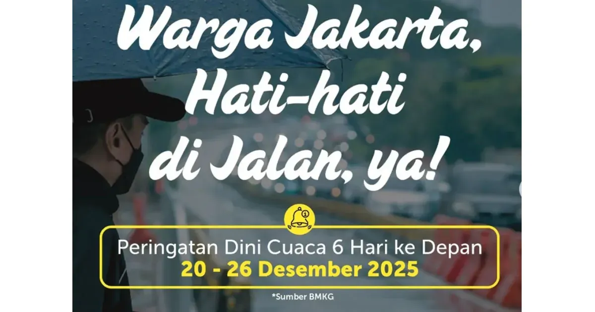 Peringatan Dini Cuaca 6 Hari ke Depan di DKI Jakarta (Sumber: Instagram @dkijakarta)