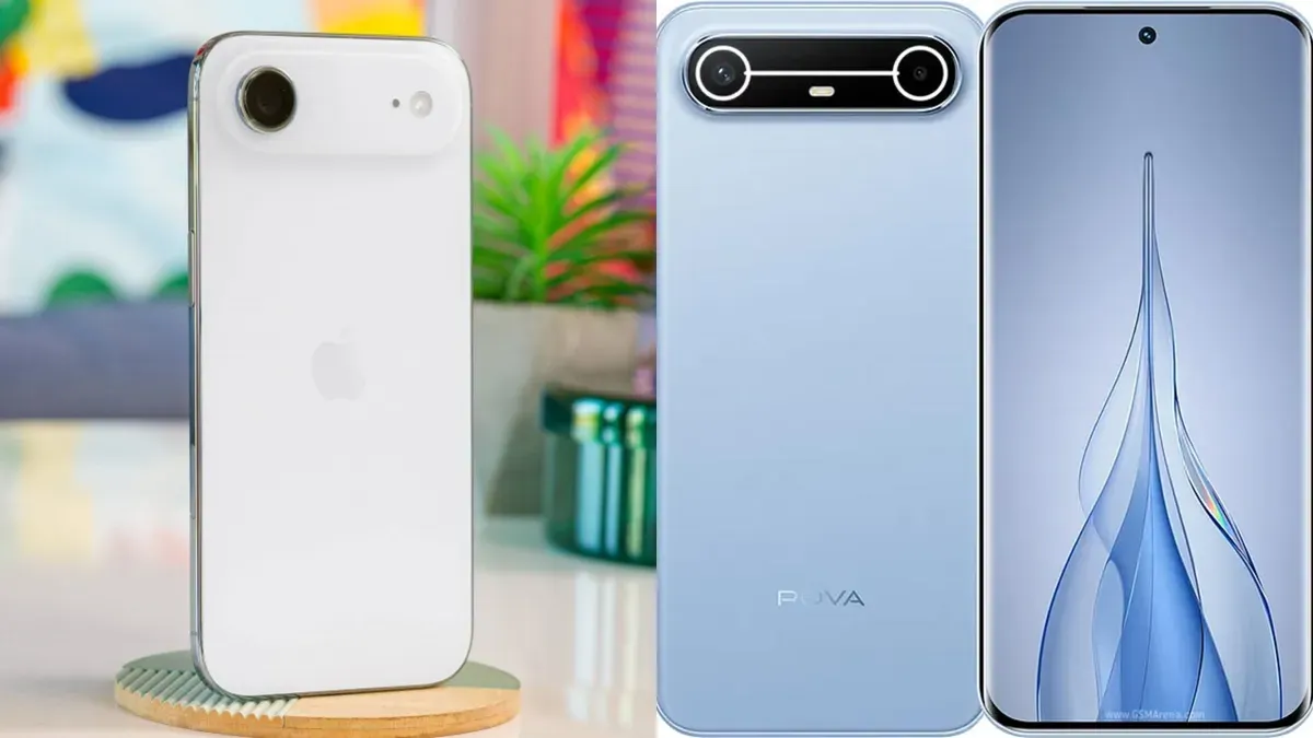 Perbandingan spesifikasi Tecno Pova Slim vs iPhone 17 Air. (Sumber: kolase gsmarena | Foto: kolase gsmarena)
