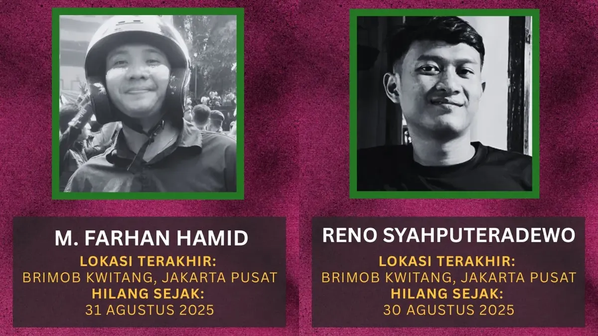 Kabar duka, hasil tes DNA dari 2 kerangka manusia yang ditemukan di Gedung ACC Kwitang, Jakarta Pusat dipastikan Reno Syahputra Dewo (24) dan Muhammad Farhan (23). (Sumber: kolase x@barengwarga | Foto: kolase x@barengwarga)