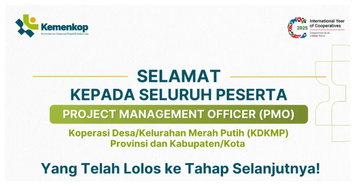 Hasil Pengumuman Tahap Selanjutnya Seleksi PMO Kemenkop (Sumber: Instagram @kemenkop)