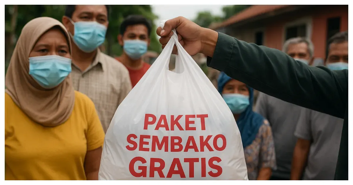 Ilustrasi. Paket Sembako Gratis (Sumber: Generative AI)