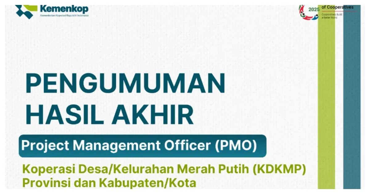 Hasil Akhir Seleksi Calon Project Management Officer (PMO) Kemenkop Resmi Diumumkan (Sumber: Instagram @kemenkop)