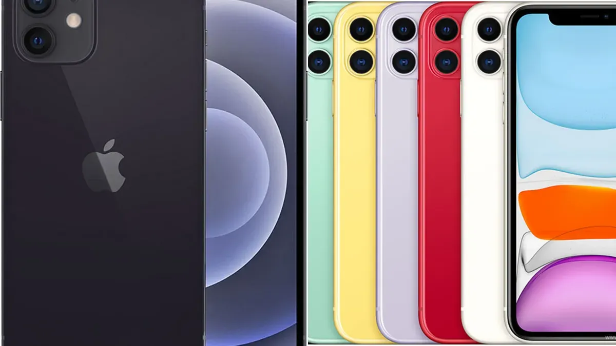 Ilustrasi. Perbandingan spesifikasi iPhone 11 dan iPhone 12 (Sumber: kolase gsmarena | Foto: kolase gsmarena)