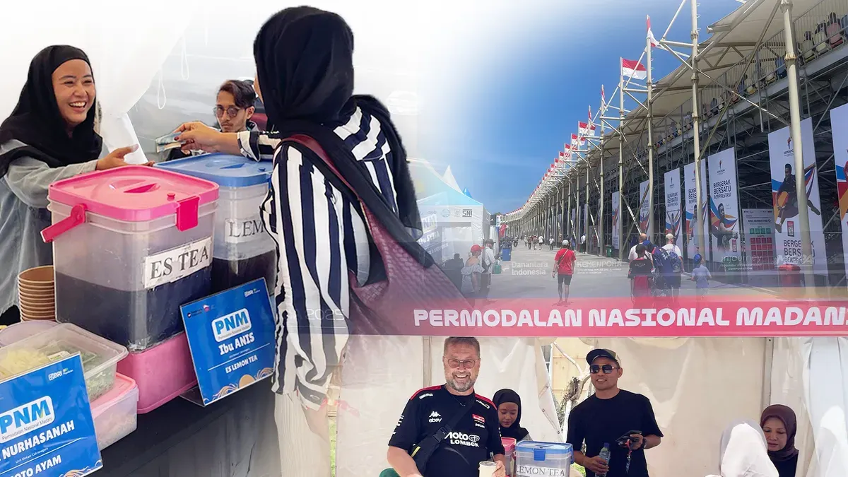 Ibu-ibu nasabah PNM Mekaar bangga memperkenalkan kuliner khas Lombok di ajang MotoGP Mandalika 2025, membawa cita rasa lokal melaju ke panggung global.