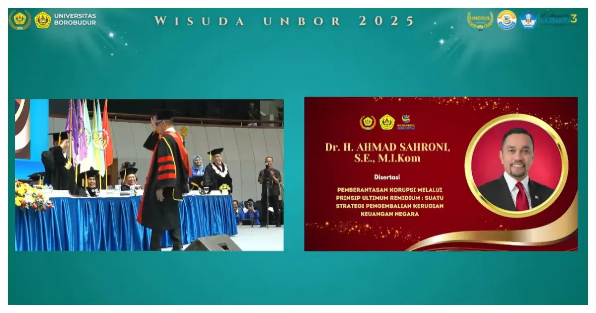 Ahmad Sahroni Wisuda dan Sandang Gelar Doktor Ilmu Hukum (Sumber: YouTube UNBOR TV)