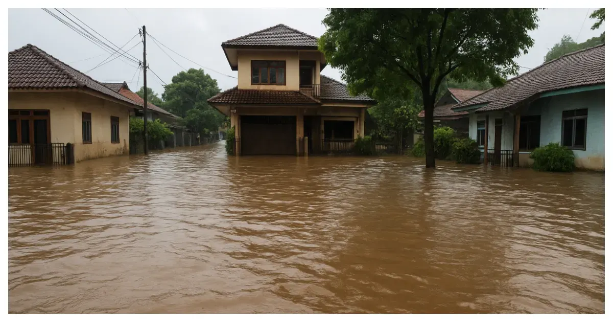Ilustrasi. Banjir (Sumber: Generative AI)