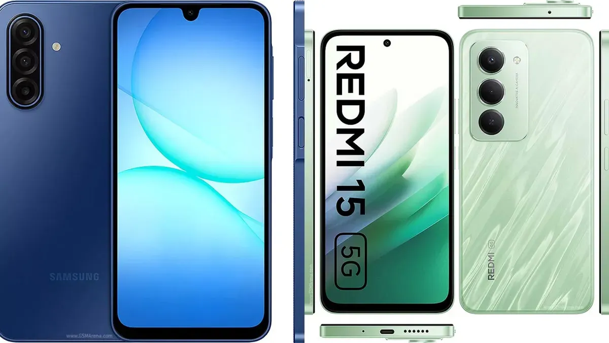 Perbandingan spesifikasi dari Xiaomi Redmi 15 5G dan Samsung Galaxy A17 (Sumber: kolase gsmarena | Foto: kolase gsmarena)