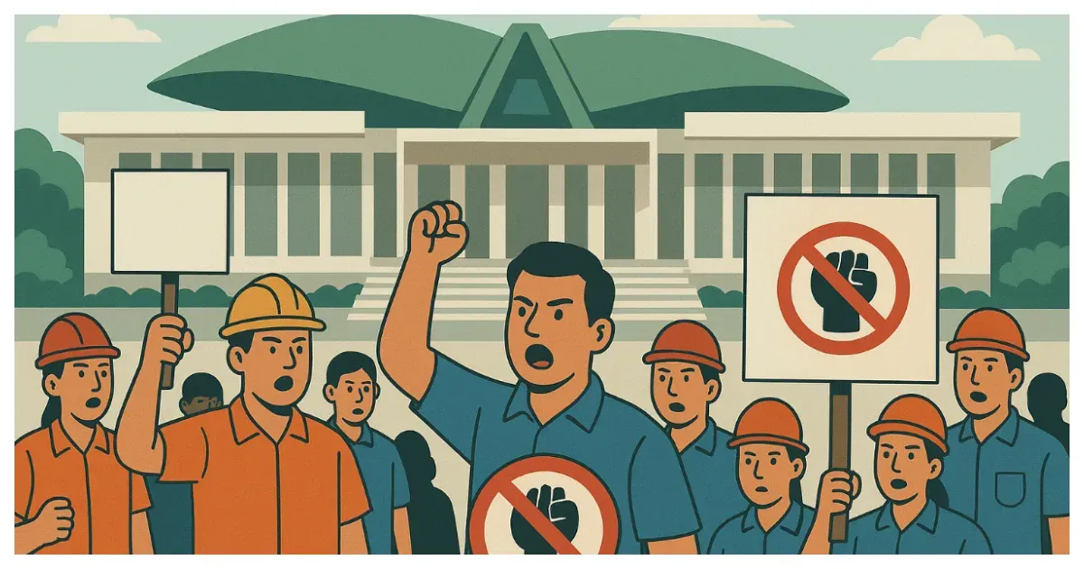 Ilustrasi. Aksi Demo Buruh (Sumber: Generative AI)