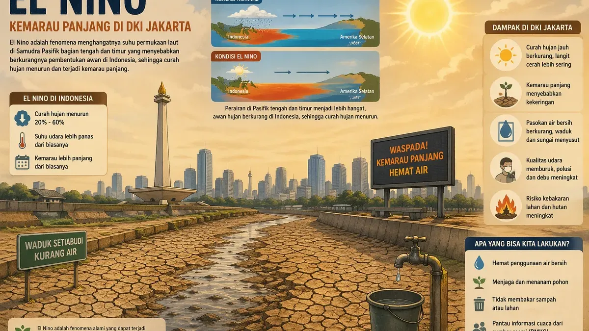 Ilustrasi. Fenomena El Nino di berbagai wilayah di Indonesia termasuk DKI Jakarta (Sumber: Generate by AI | Foto: generate by AI)