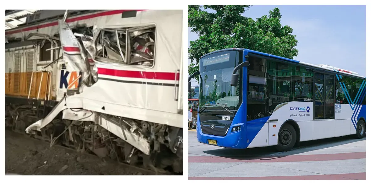 Kecelakaan Kereta Api, KCI Kerja Sama dengan Transjakarta (Sumber: TikTok @kacamata_mika dan beritajakarta.id)