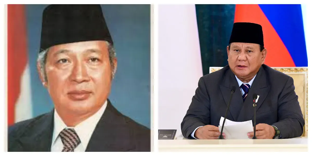 Soeharto dan Prabowo Subianto (Sumber: wikipedia.org dan setneg.go.id)