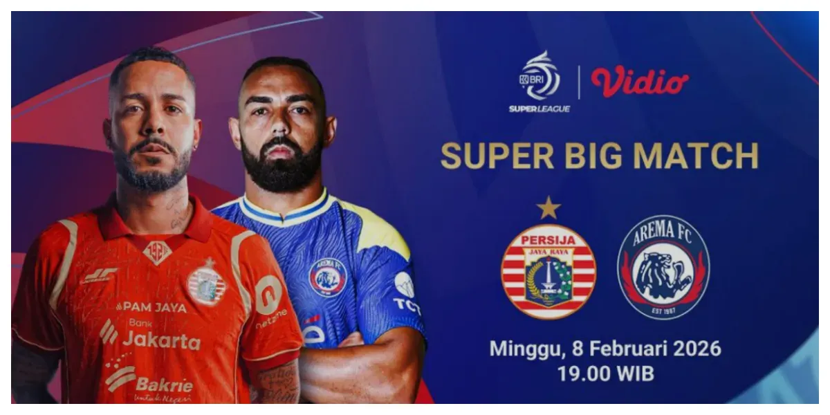 Super League 2025/2026 Persija Jakarta vs Arema 8 Februari 2026 (Sumber: vidio.com)