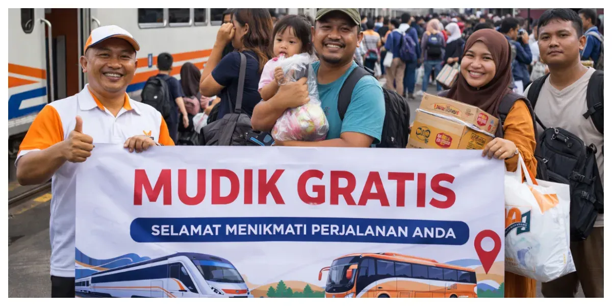 Ilustrasi. Mudik Gratis (Sumber: Generative AI)