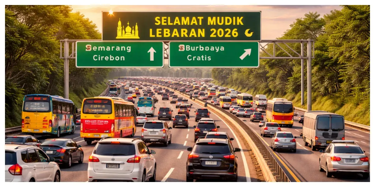 Ilustrasi. Ruas Tol dan Suasana saat Mudik Lebaran (Sumber: Generative AI)