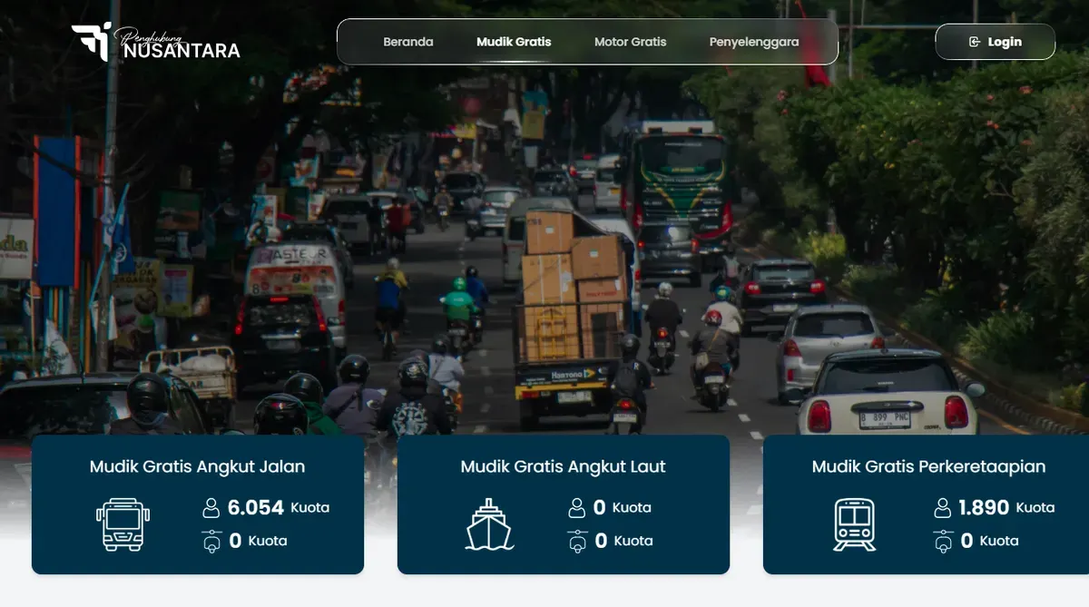 Kementerian Perhubungan (Kemenhub) membuka pendaftaran mudik gratis pada 1 Maret 2026. (Sumber: nusantara.kemenhub.go.id | Foto: nusantara.kemenhub.go.id)