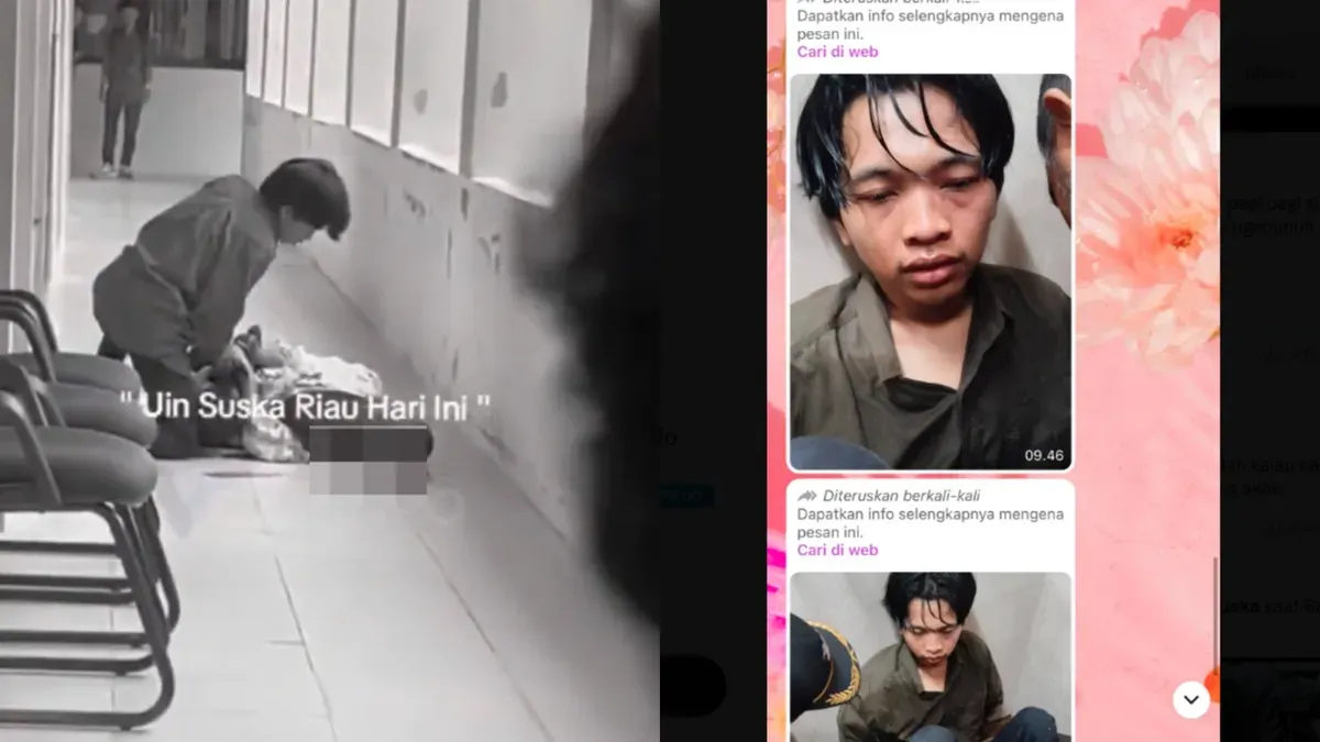 Viral hari ini, mahasiswi UIN Sultan Syarif Kasim (Suska) Riau, jadi korban bacok dari seorang pria ketika menunggu sidang skripsi pada Kamis, 26 Februari 2026 pagi. (Sumber: kolase @txtanomali | Foto: kolase @txtanomali)
