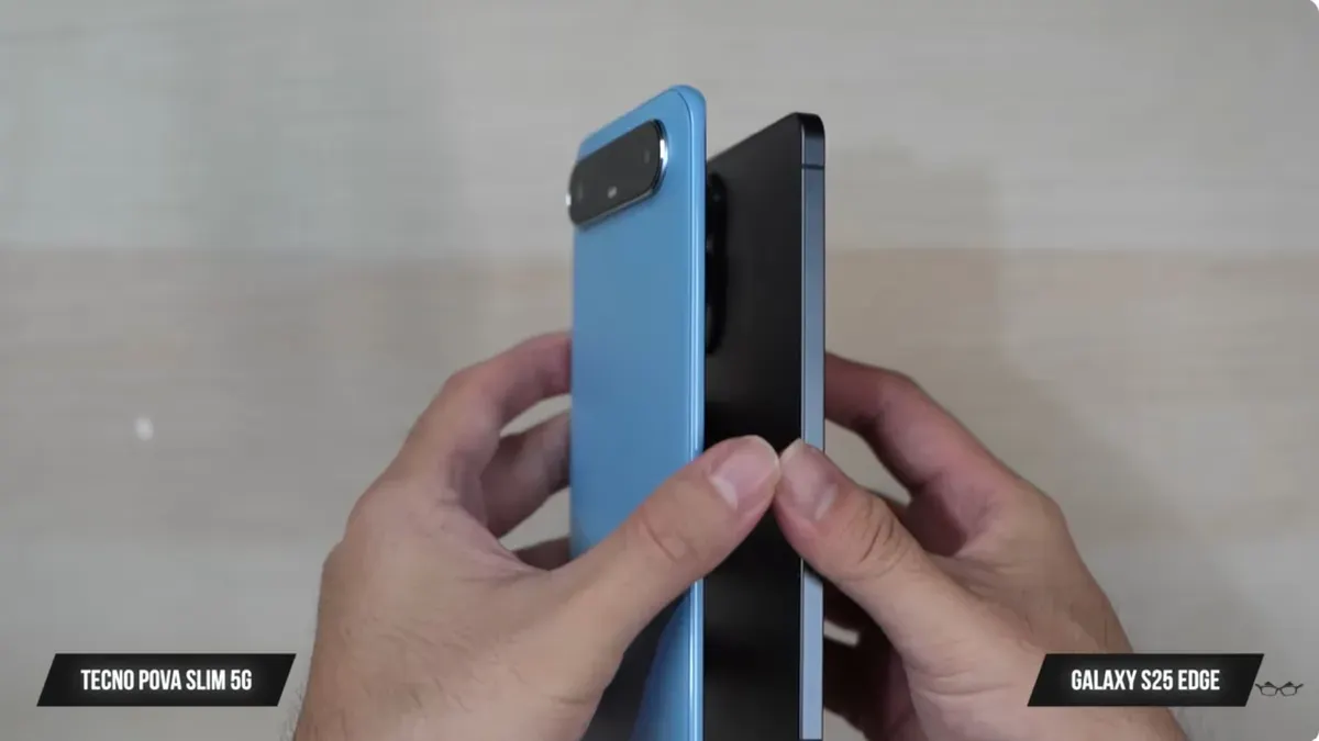 Perbandingan Tecno Pova Slim 5G dan Samsung Galaxy S25 Edge (Sumber: youtube.com/@YoutuberCupu)