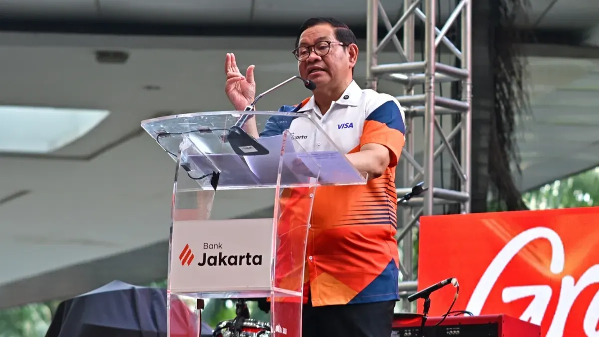 Gubernur DKI Jakarta Pramono Anung menghadiri peluncuran Kartu Debit Visa Bank Jakarta.