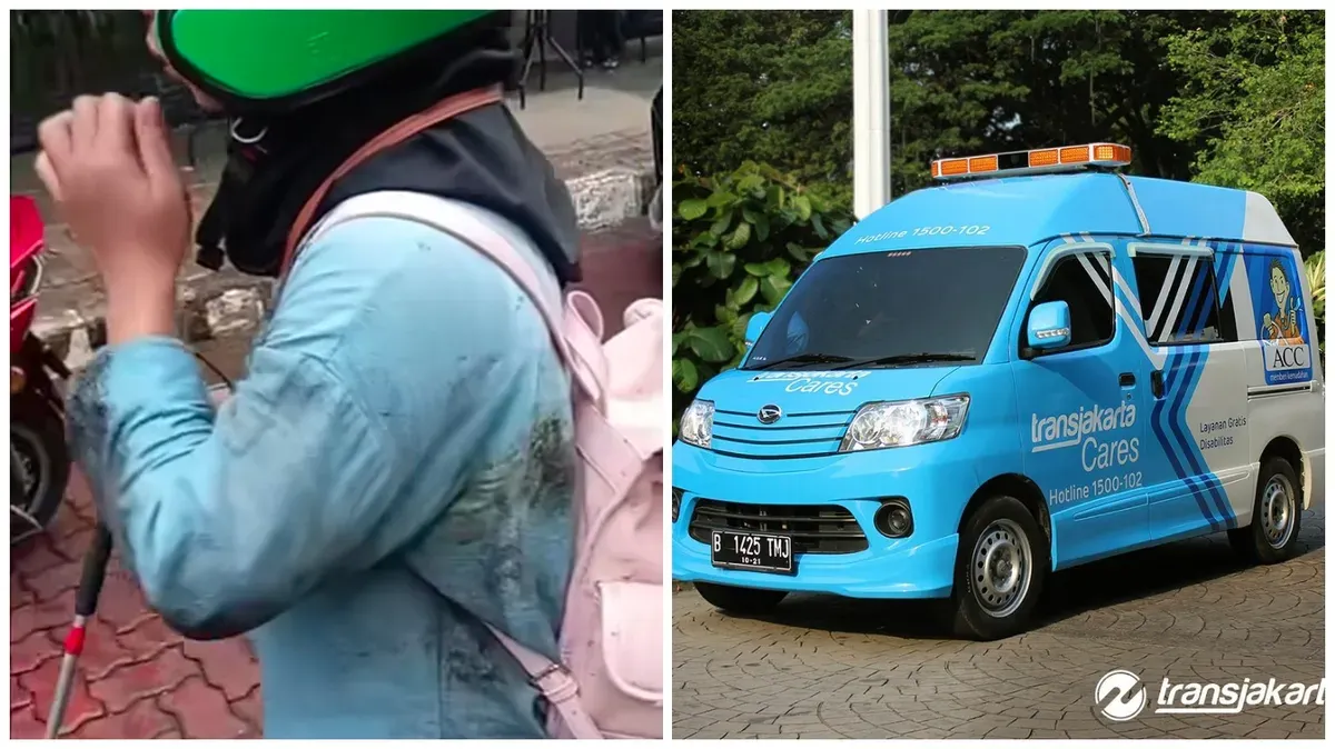Viral penyandang disabilitas tunanetra jatuh ke got usai petugas TransJakarta care tidak dampingi ke titik aman (Sumber: Kolase Instagram @wahidgo90 dan x@transjakarta | Foto: Kolase Instagram @wahidgo90 dan x@transjakarta)