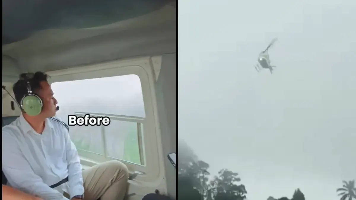 Situasi mencekam ketika helikopter Raffi Ahmad terbang di langit Bali. (Sumber: Kolase Instagram Raffinagita1717 | Foto: Kolase Instagram Raffinagita1717)