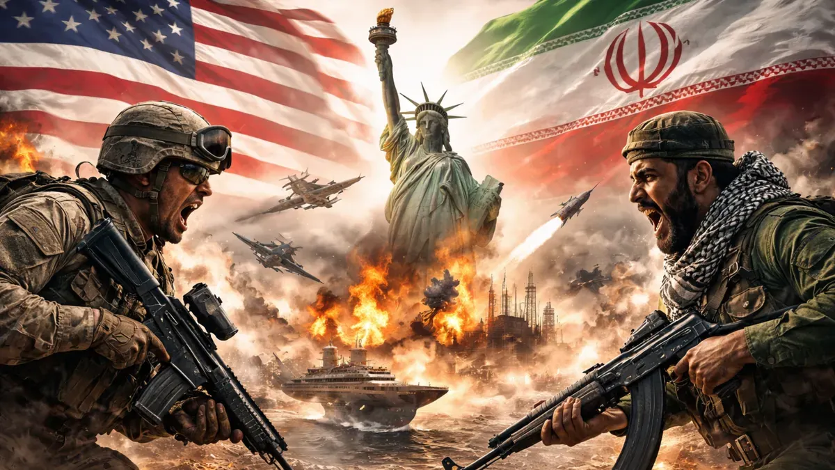 Ilustrasi Perang Amerika vs Iran (Sumber: Chat GPT)