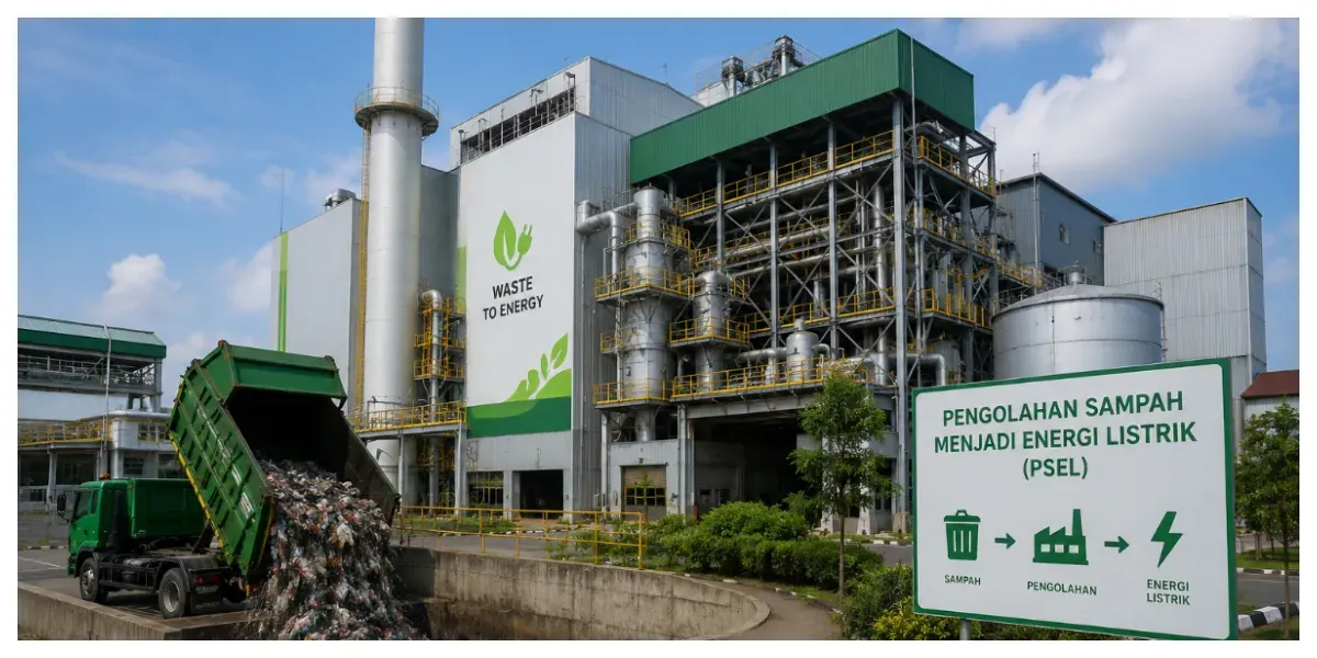 Ilustrasi. Pengolahan Sampah Menjadi Energi Listrik (PSEL) (Sumber: Generative AI)