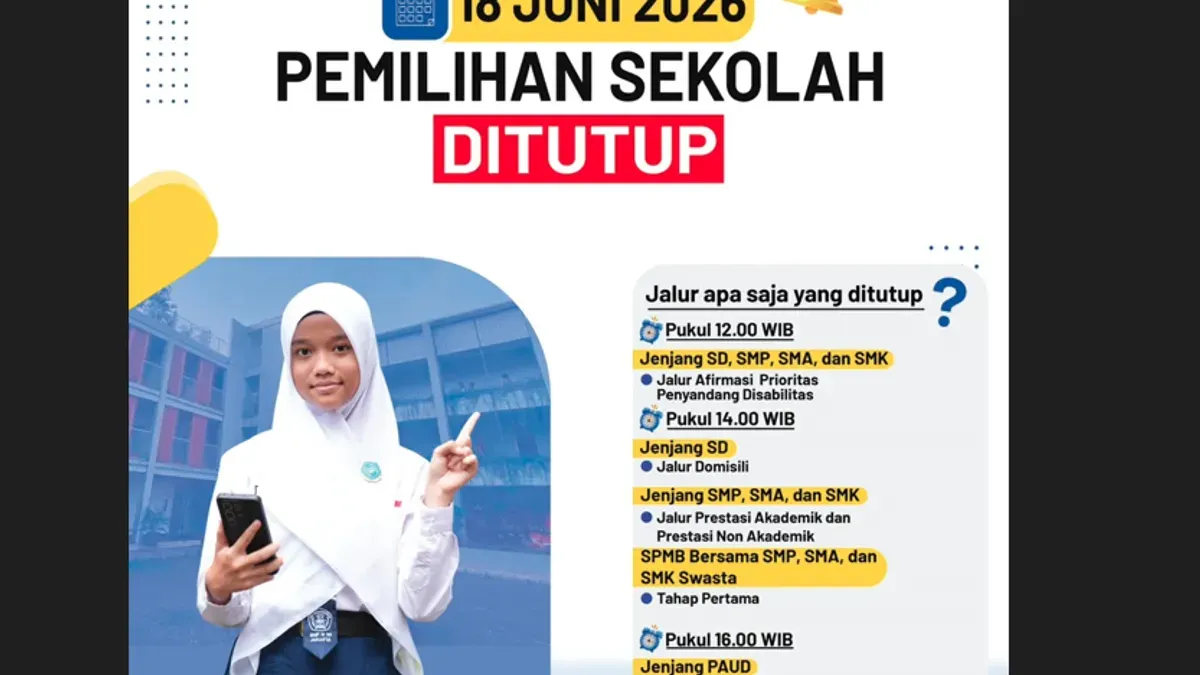 Proses pemilihan sekolah dalam SPMB DKI Jakarta Tahun Ajaran 2026/2027 untuk sejumlah jalur dan jenjang pendidikan akan ditutup hari ini, Kamis, 18 Juni 2026. (Sumber: Instagram @officialpmbdki | Foto: Instagram @officialpmbdki)