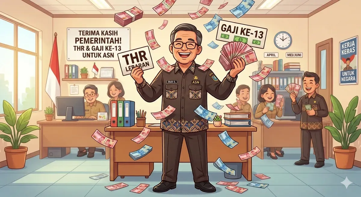 Ilustrasi. Gubernur DKI Jakarta Pramono Anung memastikan Tunjangan Hari Raya (THR) bagi ASN Pemprov DKI Jakarta akan segera cair. (Sumber: Generate by AI | Foto: generate by AI)