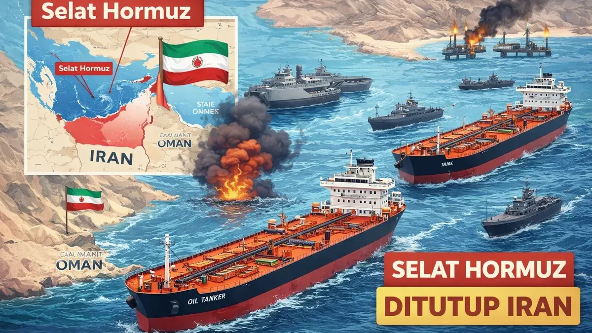 Ilustrasi. Selat Hormuz (Sumber: Generate by AI | Foto: generate by AI)