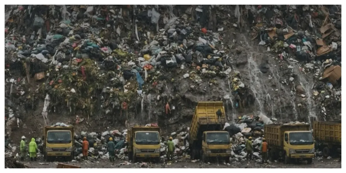 Gunungan Sampah di TPST Bantargebang (Sumber: Instagram @dinaslhdki)