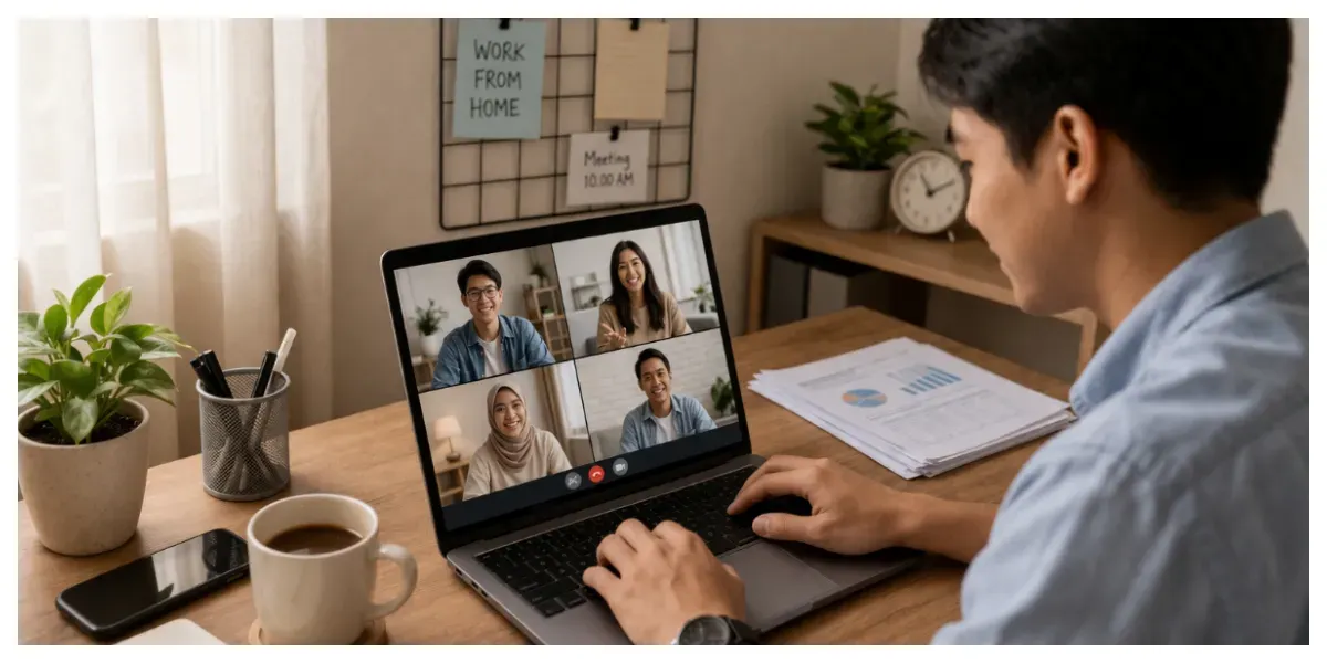 Ilustrasi. Work Form Home (WFH) (Sumber: Generative AI)