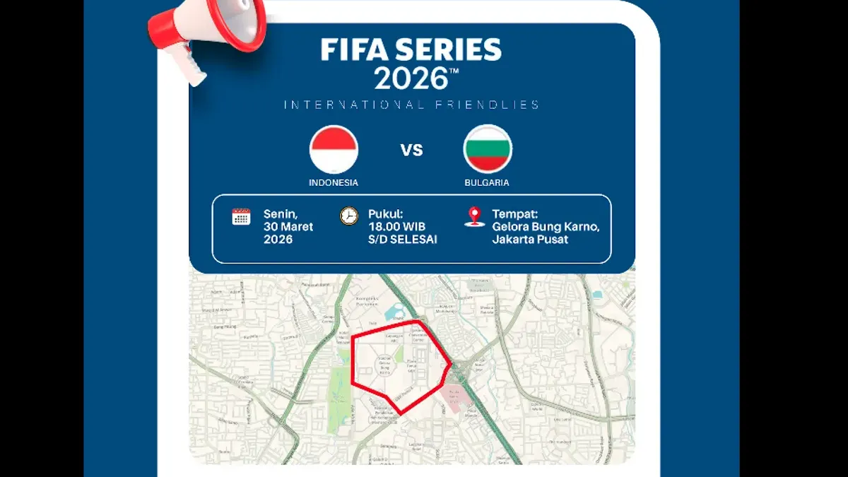 Imbauan pihak kepolisian terkati laga pertandingan sepak bola Indonesia vs Bulgaria di final FIFA Series 2026. (Sumber: x @tmcpoldametro | Foto: x @tmcpoldametro)
