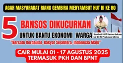 Jelang HUT RI ke-80, 5 Daftar Bantuan Sosial Siap Cair Bulan Agustus 2025, PKH dan BPNT Ada? 