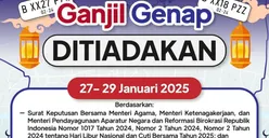 Libur Panjang Isra Miraj dan Imlek 2025, Dishub Tiadakan Sistem Ganjil Genap, Sampai Kapan?