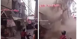 Viral Detik-detik Rumah 3 Lantai Ambruk di Bandung, Diabadikan dan Ditonton Warga Setempat