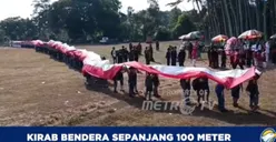 Ratusan Warga di Desa Giling Pati Melakukan Kirab Bendera Merah-Putih Sepanjang 100 Meter untuk Perayaan HUT ke 79 RI