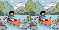 Tes Penglihatan: Uji Kejelian Mata Kamu! Coba Temukan 3 Perbedaan pada Anak yang Sedang Naik Perahu Ini