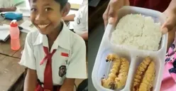 Warganet Kompak Doakan Anak SD yang Bawa Bekal Nasi dan Ulat Sagu Goreng agar Sukses