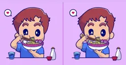 Tes IQ: Seberapa Jeli Mata Kamu? Cari 3 Perbedaan pada Gambar Anak yang Sedang Makan Mie, Mudah Lho!
