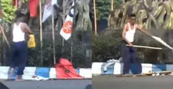 Pria Bakar Bendera Partai di Magetan Ternyata ODGJ, Netizen: Terima Kasih Mewakili, Merusak Pemandangan!