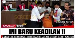 Viral Breaking News Ferdy Sambo Divonis Hukuman Mati karena Mahfud MD Berhasil Lobi Hakim, Cek Faktanya