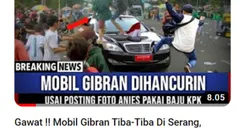 Cek Fakta: Mobil Gibran Dihancurkan Usai Posting Foto Anies Pakai Baju KPK, Benarkah?