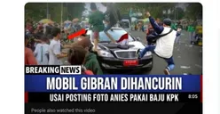 Beredar  di YouTube Mobilnya Diserang Usai Posting Foto Anies Pakai Baju KPK, Gibran Rakabuming: Opo Meneh Iki