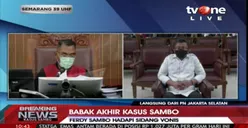Breaking News! Hakim Vonis Ferdy Sambo Dengan Hukuman Mati