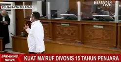 Usai Vonis 15 Tahun Penjara, Kuat Maruf Beri Salam Metal ke Jaksa Bermakna I Love You