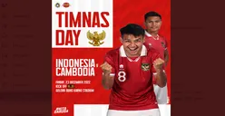 Link Live Streaming Piala AFF 2022 Gratis: Indonesia vs Kamboja, Kick Off 16.30 WIB, Jumat 23 Desember 2022