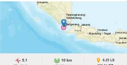 Info Gempa Hari Ini: Skala Magnitudo 5 Terasa di Banten, Lampung, Sumsel, Tak Berpotensi Tsunami (17 Des)