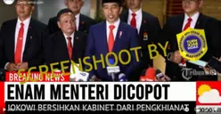 CEK FAKTA: Tak Main-main! Presiden Jokowi Bersih-bersih Kabinet, Copot 6 Menteri Sekaligus, Apakah Benar?