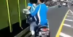 Viral Video Pelajar SMA Hindari Razia Polisi Malah Hampir Celaka Terserempet Truk